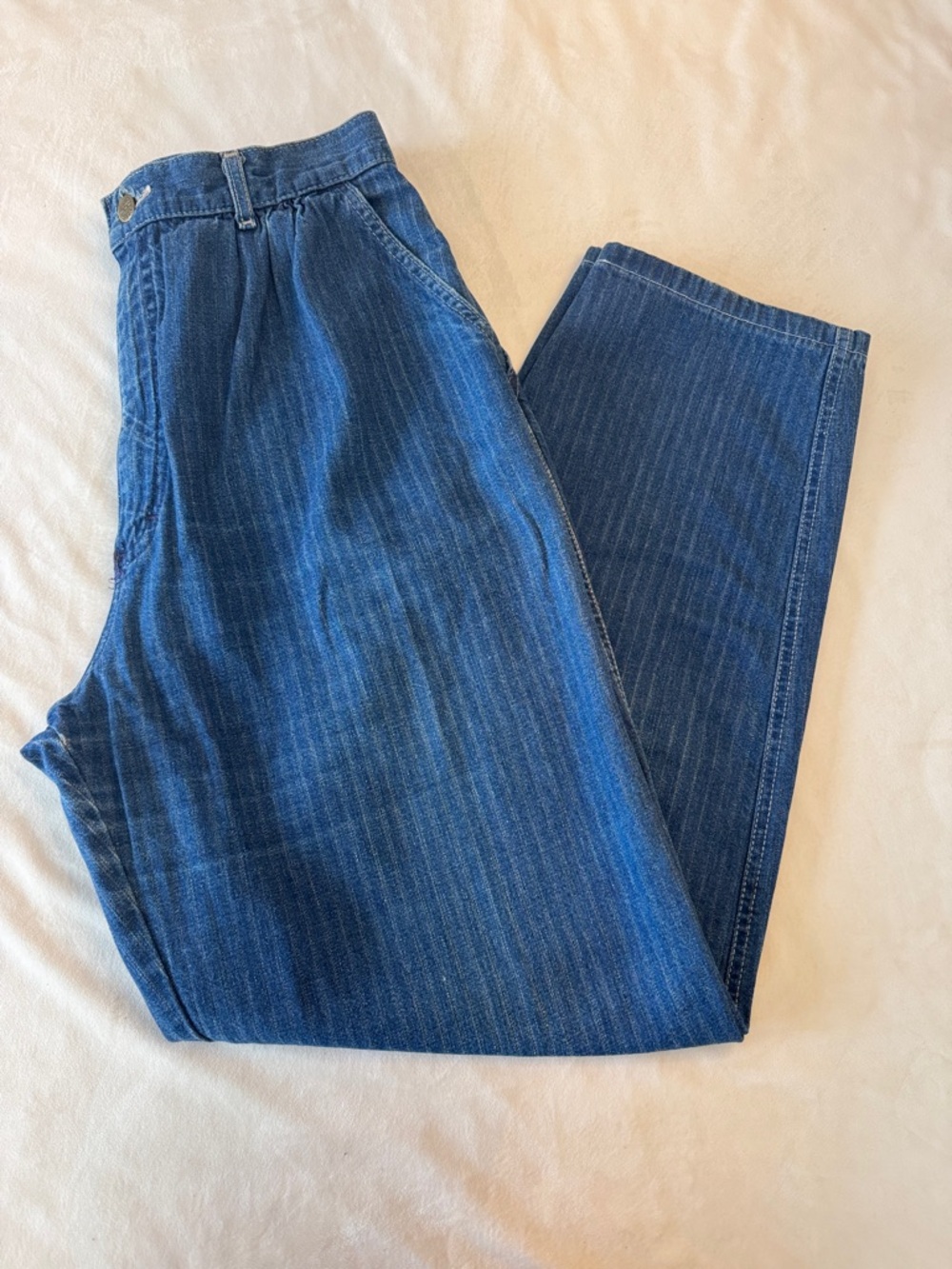Vintage! Lee Relaxed Fit Pleated Pinstripe Jeans, High Rise- See Measurements